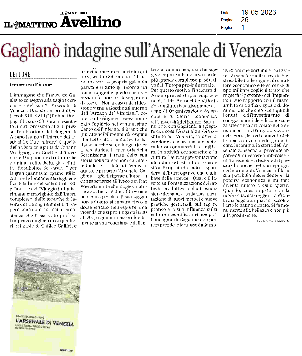 Gaglianò indagine sull'Arsenale di Venezia